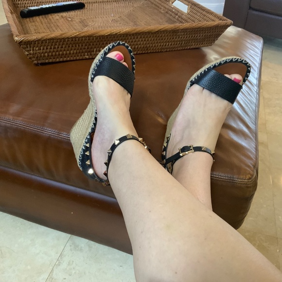 Valentino Rockstud black Espadrille Sandals,size 37, worn 4-5 times  $890, - Picture 3 of 11